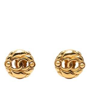 CHANEL Vintage Gold Logo Earrings